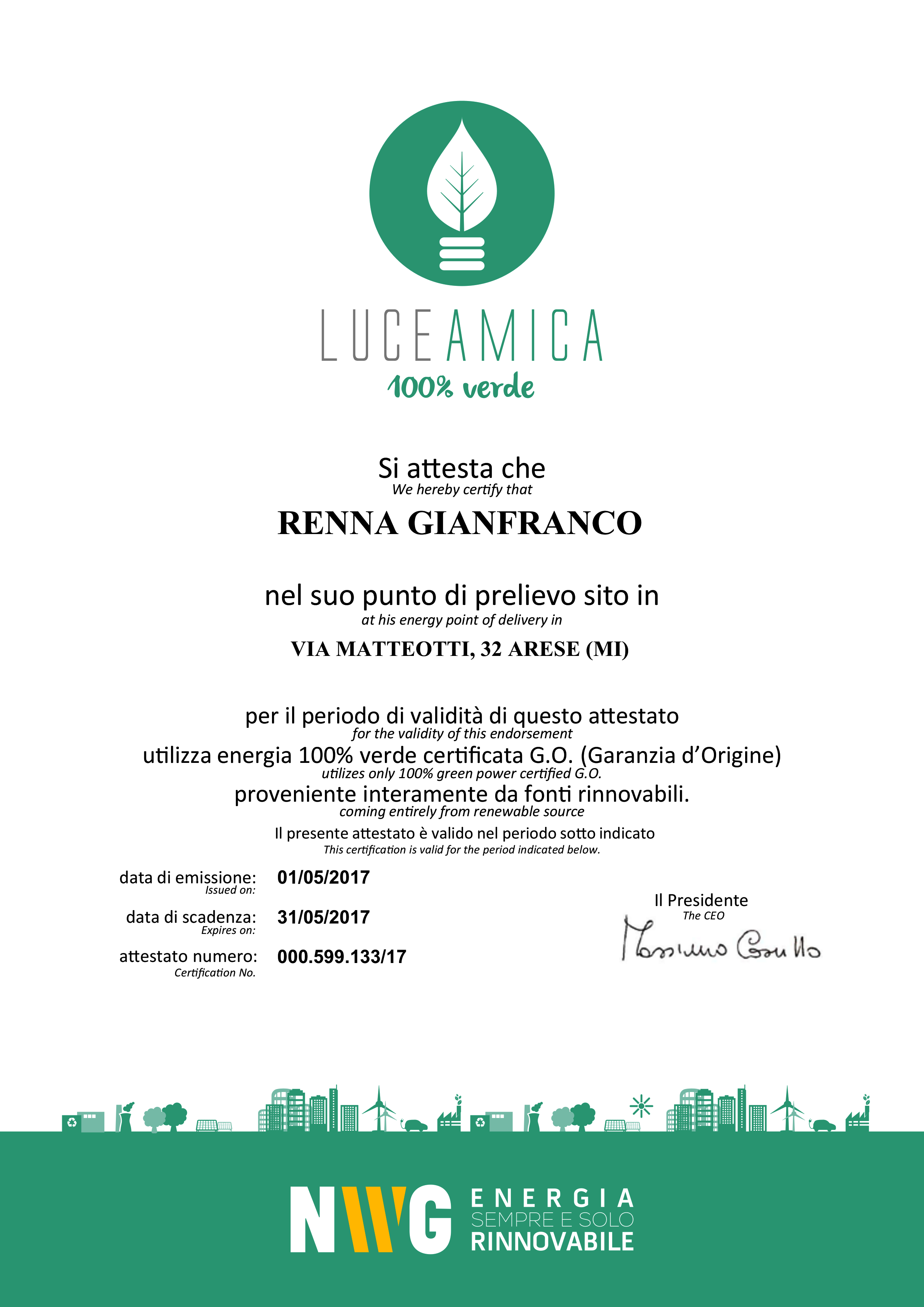 LUCE AMICA 100% VERDE